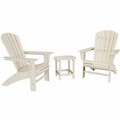 Polywood Nautical Sand Patio Set with Curveback Adirondack Chairs and South Beach Table 633PWS4191SA